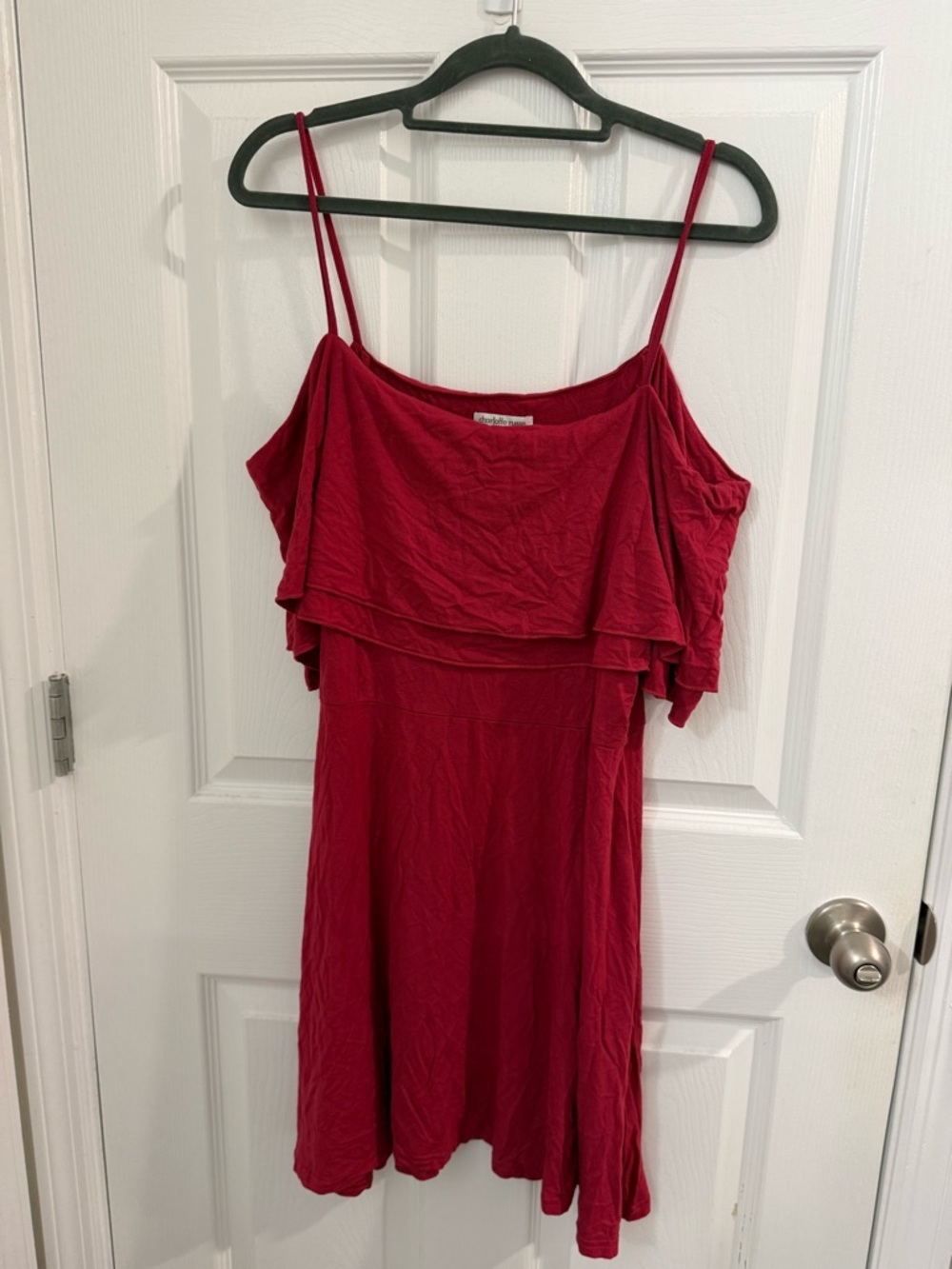 Charlotte Russe Red Off Shoulder Ruffle Strap Short A-Line Summer Dress XL Women